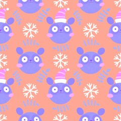 Christmas animals seamless bears panda pattern for wrapping paper and fabrics and linens and kids clothes print