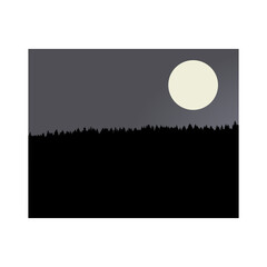 illustration of a landscape night moonlight