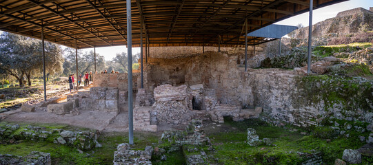 The Roman Baths located within the Archaeological site of Munigua in Andalucia, Spain