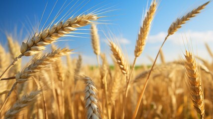 Ripening ears of common wheat (Triticum aestivum) cultivated crops in the field. create using a generative AI tool 
