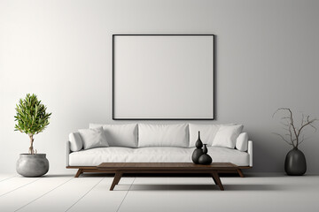 Modern style living room interior, home and property advertisement, template blank space for frame demonstration