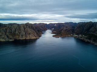 Fototapeta na wymiar Beautiful aerial view of the Fjords in Norway