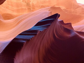 Scenic view of Antelope Canyon in sunlight in Arizona