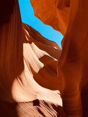 Low angle shot of Antelope Canyon against the sky in Arizona