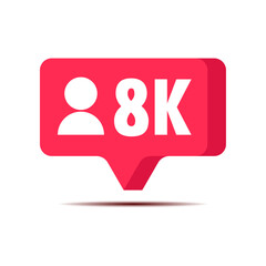Thank you 8k followers celebration social media notification