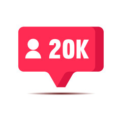 Thank you 20k followers celebration social media notification