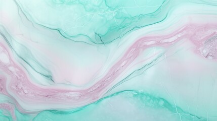 Mint Marble with Rose Quartz Horizontal Background. Abstract stone texture backdrop. Bright natural material Surface. AI Generated Photorealistic Illustration.