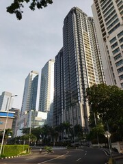 Vertical shot of the Capital Residence Apartment building in South Jakarta, Indonesia