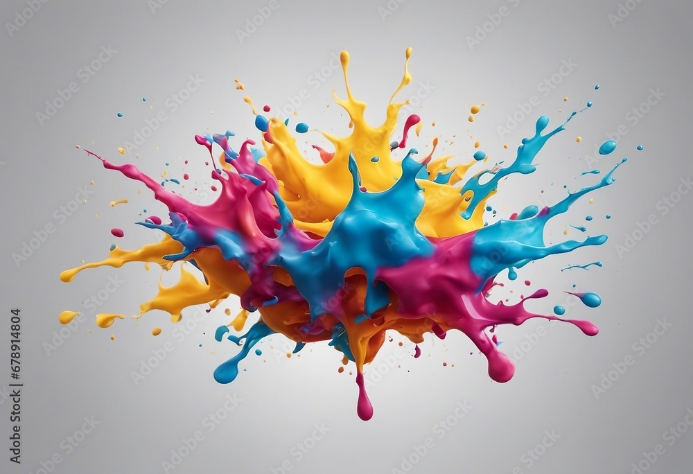 Poster colorful paint splash isolated design element on the transparent background