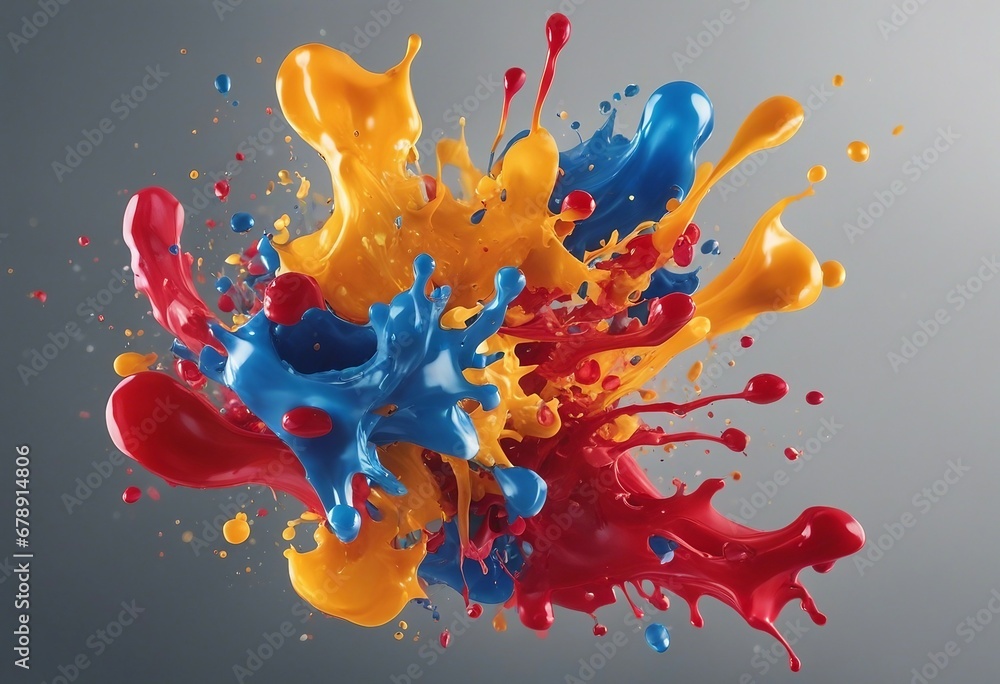 Poster colorful paint splash isolated design element on the transparent background