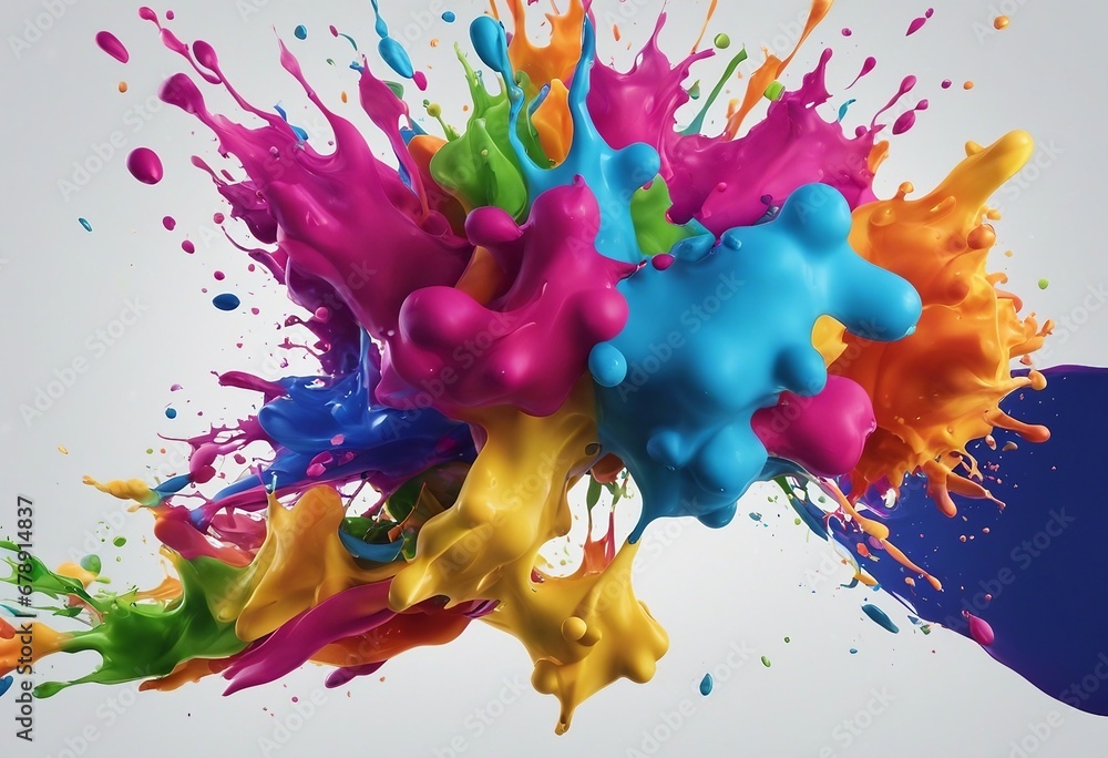 Poster colorful paint splash isolated design element on the transparent background