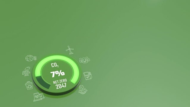 Net Zero Emissions 2050 Countdown Animation Green Power Concept Lower Left Side