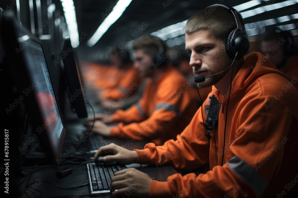 Poster inmates working in a prison-based call center, developing customer service skills and employability.