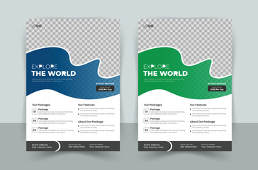 Travel flyer template design, travel leaflet design