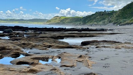 Scenic view of Raglan beach