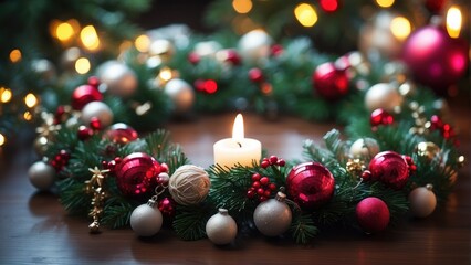 Fototapeta na wymiar christmas decorations with candles