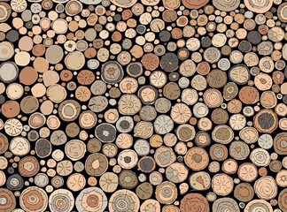 Wood log, seamless pattern background for your design. Vector illustration