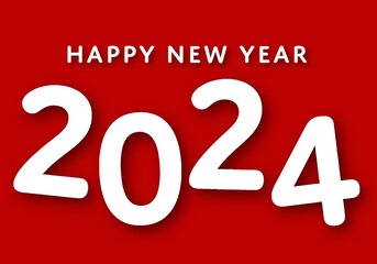 Happy  New Year 2024, white on red