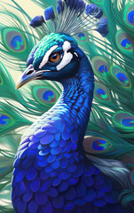 Close up Illustration of a Peacock