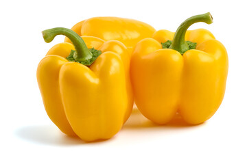 Yellow Bell pepper, isolated on white background.