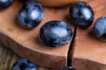 Blue grapes grown in a home vineyard