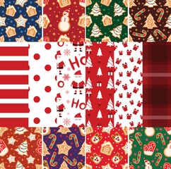 Christmas pattern set. Christmas background collection. Christmas illustration