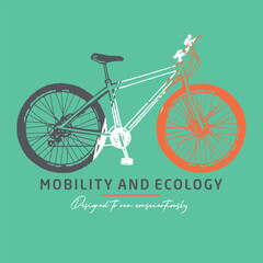 Fototapeta na wymiar Bicycle silhouette vector illustration. Art alluding to ecology and mobility.
