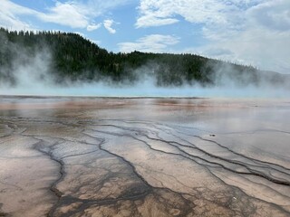 Beautiful shot of Grand Prismatic Spring geyser