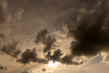 the sky in clouds of different shapes and sizes