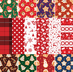 Christmas pattern set. Christmas background collection. Christmas illustration
