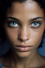 Fototapeta premium Piercing Gaze: Stunning North African Woman - AI-Generated Portrait