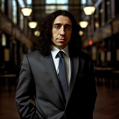 Fototapeta premium Elegant Man in Spinoza Resemblance. Generative ai.