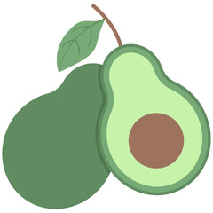Avocado fruit element. Vector element with vegetarian theme. Illustration.