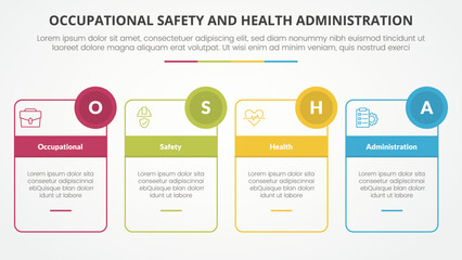 osha The Occupational Safety and Health Administration template infographic concept for slide presentation with outline box table and circle badge 4 point list with flat style