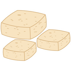 Flat line tofu. Vector element with vegetarian theme. Illustration.