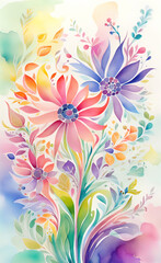 Fototapeta na wymiar Abstract floral watercolor, grunge floral background, abstract colorful watercolor paintings for background,