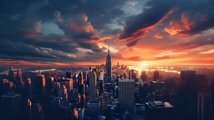 Golden Glow: Capturing the Majestic New York City Sunset During Christmas Time