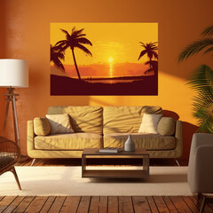 Fototapeta na wymiar Tropical Sunrise Blend on a sunny yellow canvas 