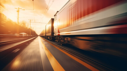 Fototapeta na wymiar Train Moving In Motion Blur