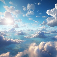 Bright Blue Sky. Wallpaper. Desktop Background. - obrazy, fototapety, plakaty
