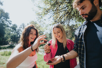 Carefree Friends Enjoying a Sunny Day in the Park