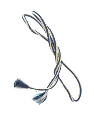 String rope obi Japanese Traditional Komono equipment fly in air with curve. String rope obi Japanese Traditional Komono fabric is beautiful clothes for ceremony event. White background isolated