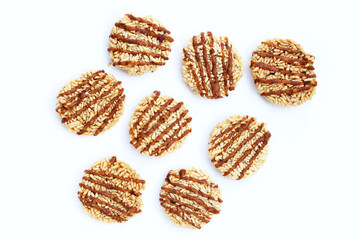 Rice cracker with coconut palm sugar on white