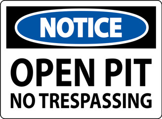 Notice Sign Open Pit - No Trespassing