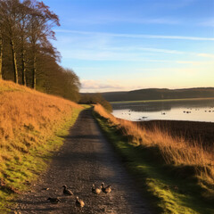  The lane alongside the reservoir in shades of deep
