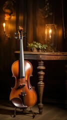 Exquisite Handcrafted Wooden Fiddle: A Masterpiece of Artistry and Sound