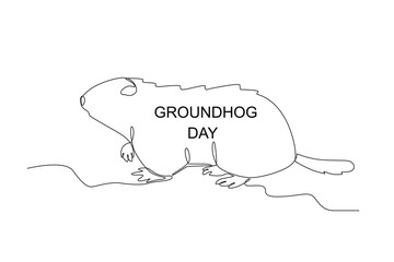 A cute groundhog. Groundhog day one-line drawing