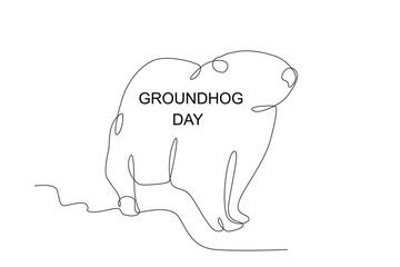 A groundhog saw his shadow. Groundhog day one-line drawing