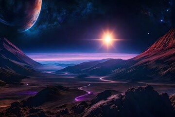 Stellar scenery, galaxies, planets, space, futuristic world, space world, starscapes, interstellar, comets, asteroids, origin of the universe - obrazy, fototapety, plakaty