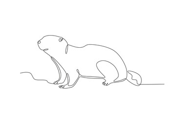 A groundhog stood looking up. Groundhog day one-line drawing